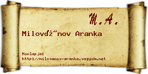Milovánov Aranka névjegykártya